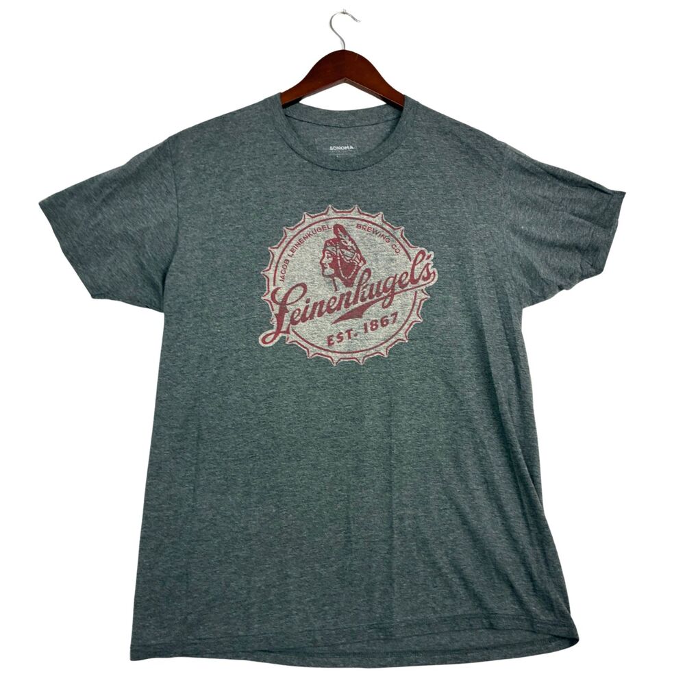 Leinenkugel’s Beer Shirt Mens L Gray Logo Jacob Leinenkugel Brewing Graphic Tee